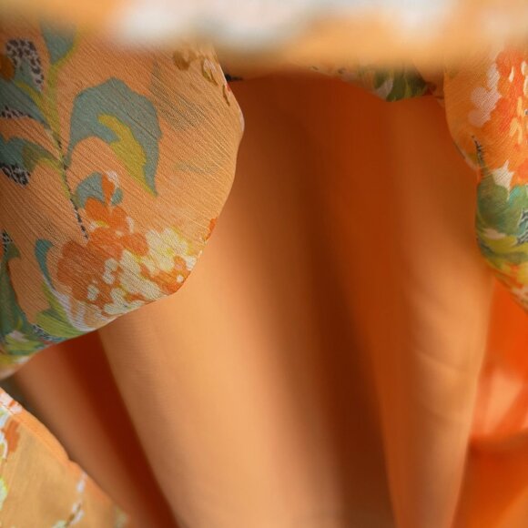 ISAAC MIZRAHI LIVE, BEAUTIFUL ORANGE FLORAL MAXI CHIFFON DRESS, SZ. 8 - Picture 5 of 9